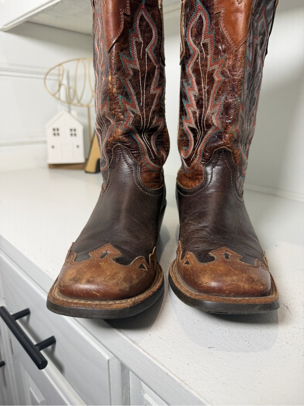 Ariat Women's 6.5B Brown Leather Cowboy Boots Western Cowgirl Square Toe Riding - Picture 3 of 7